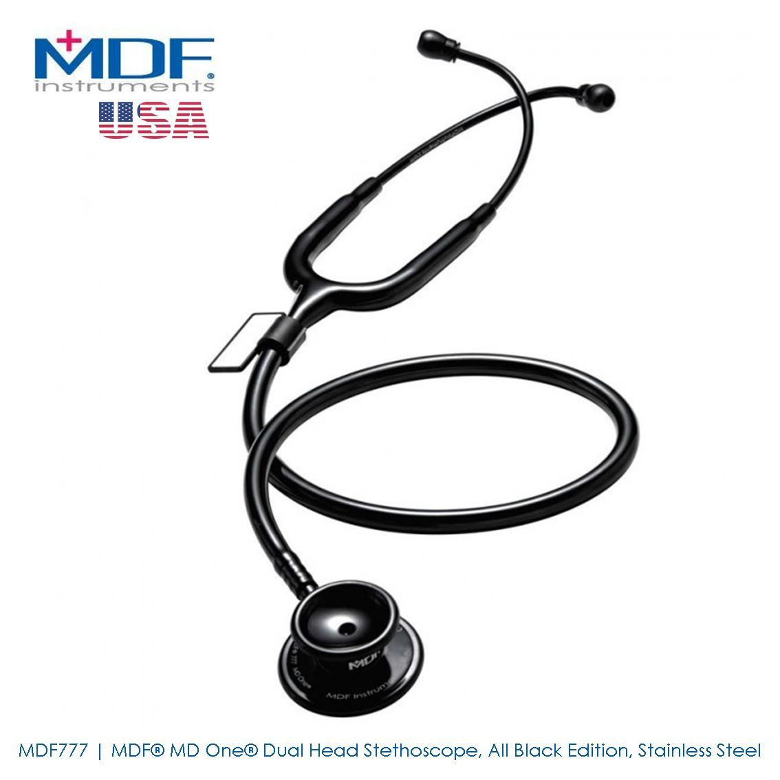 0001816_mdf-md-one-mdf777-stainless-steel-dual-head-stethoscope-all-black-edition.jpeg MDF ONE 777 Stethoscope with Exclusive Engraving - Image 1